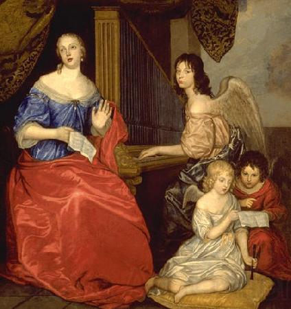 Sir Peter Lely Louise de La Valliere and her children Spain oil painting art